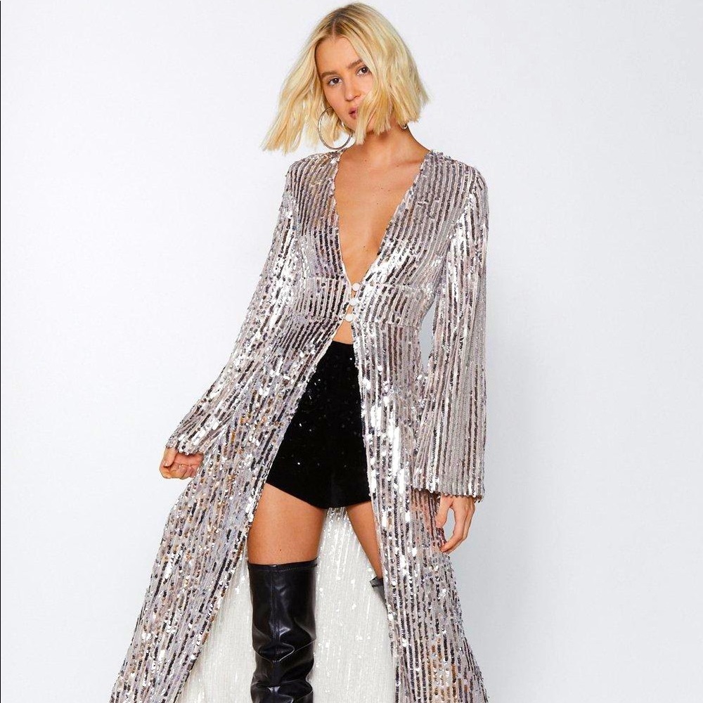 Nasty Gal Studio Longline Sequin Top NWT